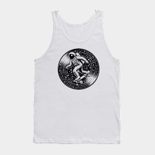 Astronaut Skateboarding On A Vinyl Record Tank Top